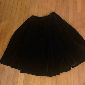 Vtg Custom Handmade Womens Black Plush Velvet Twirl Skirt 6/8